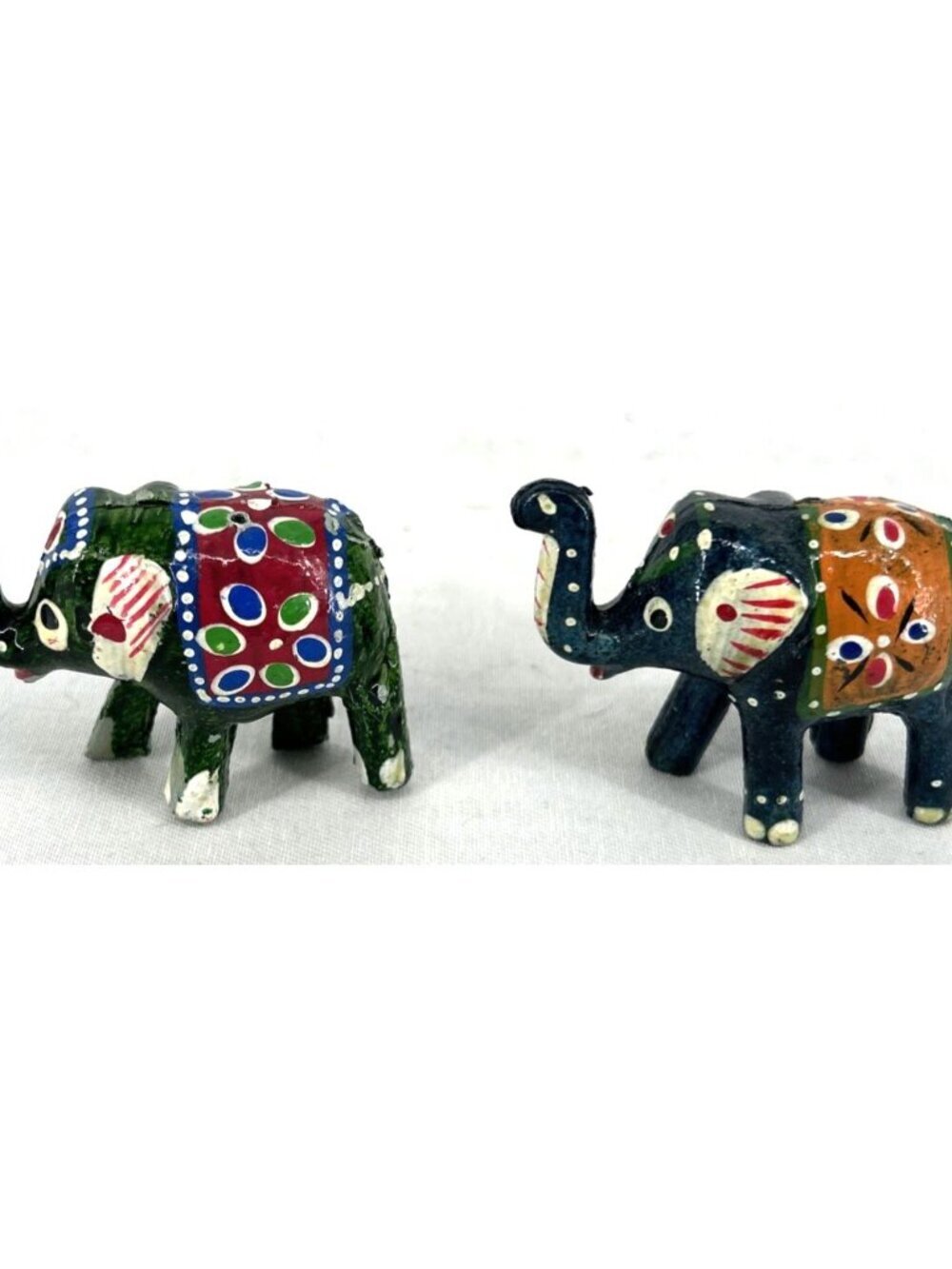 Elephant Figurine Rajasthani Blue Pottery Hand Painted Ceramic 2" Set of 2 Mini